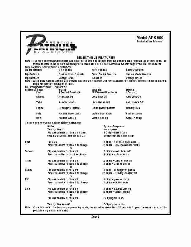 Audiovox Automobile Alarm APS 500-page_pdf